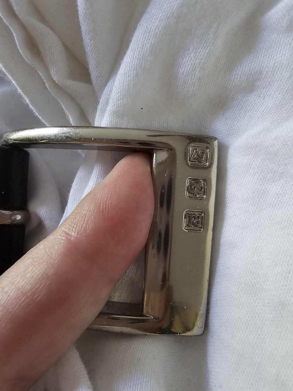 RL POLO Silver-Tone Men’s Belt - Classic Metal Finish- ITALIAN leather